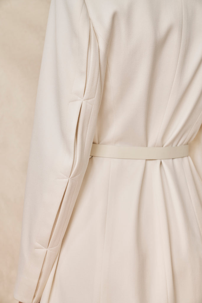 Wool blazer wedding dress sleeve detail